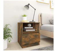 Bedside Cabinet Smoked Oak 40x40x50cm Engineered Wood 1 Drawer Rustic Storage.