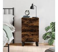 Bedside Cabinet Smoked Oak 40x40x66 cm Engineered Wood Iron Legs with 1 Drawer.