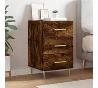 Bedside Cabinet Smoked Oak 40x40x66 cm Engineered Wood Metal Legs with 1 Drawer