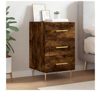 Bedside cabinet Smoked Oak 40x40x66 cm Engineered Wood Rustic Drawer Nightstand