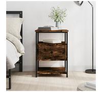 Bedside Cabinet Smoked Oak 40x42x56cm Engineered Wood Modern 1 Drawer 2 Shelves
