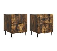 Bedside Cabinet Smoked Oak 43x34.5x49.5 cm Engineered Wood 4 Drawers Modern 2pcs