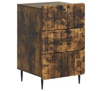 Bedside Cabinet Smoked Oak 43x41x68 cm Engineered Wood 3-Drawer Modern Compact.