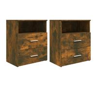 Bedside Cabinet Smoked Oak 50x32x60 cm Engineered Wood 2-Drawer Nightstand Pair