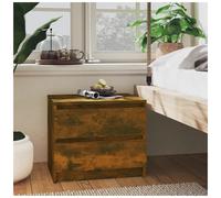 Bedside Cabinet Smoked Oak 50x40x43.5cm Engineered Wood 2-Drawer Rustic Bedroom