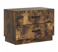 Bedside Cabinet Smoked Oak 62 x 34.5 x 44.5 cm Engineered Wood 2-Drawer Vintage