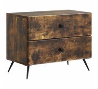 Bedside cabinet smoked oak 62x34.5x47.5cm engineered wood 2-drawer nightstand UK