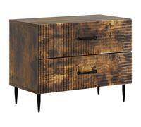 Bedside Cabinet Smoked Oak 62x34.5x47.5cm Engineered Wood 2 Drawers Black Legs.