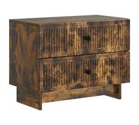 Bedside Cabinet Smoked Oak 62x34.5x47.5cm Engineered Wood 2 Drawers VintageRetro