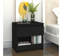 Bedside Cabinet Smoked Oak Engineered Wood 40x30x39 cm Black Drawer Compact Slim