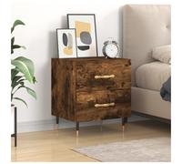 Bedside Cabinet Smoked Oak Engineered Wood 40x35x47.5 cm Tapered Legs 1-Drawer.