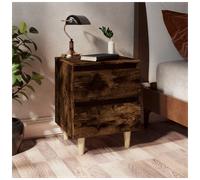 Bedside Cabinet Smoked Oak Engineered Wood 40x35x50cm Drawer Rustic Tapered Legs