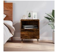 Bedside cabinet smoked oak engineered wood 40x35x50cm matt 1 drawer 1 cube shelf