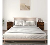 Bedside Cabinet Smoked Oak Engineered Wood 40x35x70 cm 1 Drawer Tapered Legs UK