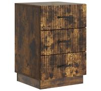 Bedside Cabinet Smoked Oak Engineered Wood 43x41x63.5cm 3 Drawers Vintage Retro