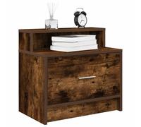 Bedside Cabinet Smoked Oak Engineered Wood 51x31x47 cm 1 Drawer Nightstand Small