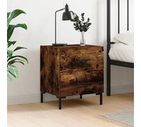 Bedside Cabinet Smoked Oak White 40x35x47.5cm Engineered Wood & Iron - 2pc Night