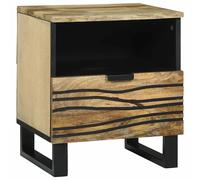 Bedside Cabinet Solid Acacia Wood Brown 40x33x46cm With Drawer & Shelf Durable.