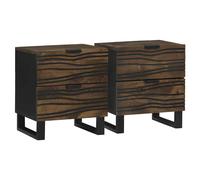 Bedside Cabinet Solid Acacia Wood Walnut 40x33x46 cm With Drawer Rustic Compact