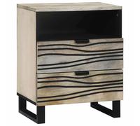 Bedside Cabinet Solid Mango Wood Brown 50x33x60cm 2 Drawers 1 Shelf Textured Top