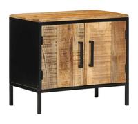 Bedside Cabinet Solid Mango Wood Brown & Black 50x30x45 cm Rustic Modern Drawers