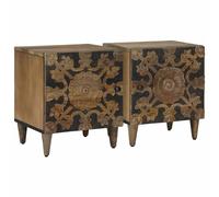 Bedside Cabinet Solid Mango Wood Brown Compact 40x33.5x46 cm Rustic Nightstand.