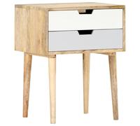 Bedside Cabinet Solid Mango Wood Brown & Multicolour 47x35x59 cm Rustic 2-Drawer