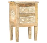 Bedside cabinet solid mango wood hand-painted 40x30x60 cm brown retro 2 drawers