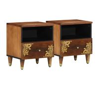 vidaXL Bedside Cabinet Nightstand - Solid Mango Wood with Drawer, Modern