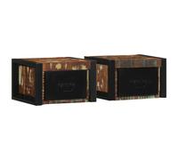 Bedside Cabinet Solid Mango Wood Multicolour 40x35x25 cm Wall-Mounted Floating.