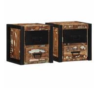 Bedside Cabinet solid mango wood multicolour 40x35x40 cm floating rustic wall xl