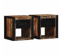 Bedside Cabinet Solid Mango Wood Multicolour 40x35x40 cm Wall Shelf Reclaimed XL