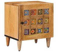 Bedside cabinet solid mango wood natural 40x33.5x46 cm compact brown with hinge