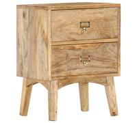 Bedside Cabinet Solid Mango Wood Natural 40x35x55 cm 2-Drawer Nightstand Unique