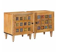 Bedside Cabinet 2 pcs Natural 40 x 33 x 46 cm Solid Mango Wood
