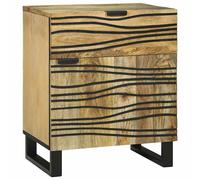 Bedside Cabinet Solid Mango Wood Natural Brown 50 x 33 x 60 cm 1 Drawer Textured