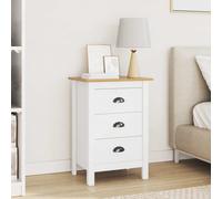 Bedside Cabinet Solid Pine 46x35x65cm White & Honey Brown Single Drawer Modern.