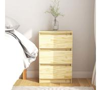 Bedside Cabinet Solid Pine Natural 40x29.5x64 cm 3 Drawer Rustic Eco Nightstand