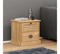 Bedside Cabinet Solid Pine Wood Brown 42x35x42 cm 2-Drawer Shutter NightstandNew