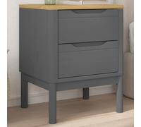 Bedside Cabinet Solid Pine Wood Grey 45x39x57 cm 2-Drawer Rustic Nightstand Mini