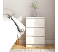 Bedside Cabinet Solid Pine Wood White 40x29.5x64 cm 3-Drawer Nightstand Rustic.