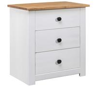 Bedside Cabinet Solid Pine Wood White 46x40x57cm 3 Drawer Chest Handy Nightstand