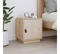 Bedside Cabinet solid pinewood brown 40x34x45 cm faux leather handle 2pc bedside
