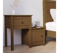 Bedside cabinet solid pinewood honey brown 79.5x38x65.5 cm. rustic with drawer.