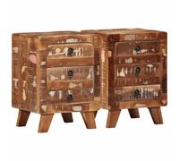 Bedside Cabinet Solid Reclaimed Wood Natural 37x32x50 cm 2pc Nightstand Rustic.