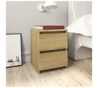 Bedside cabinet Sonoma Oak 30x30x40 cm Engineered Wood 2-Drawer Nightstand Riser