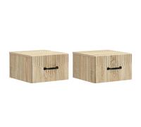 Bedside cabinet Sonoma oak. 34.5x33x20cm Engineered wood Wall-mounted 2 drawers