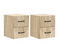 Bedside cabinet Sonoma oak 34.5x33x40cm Engineered wood Wall-mounted 2pcs Plus
