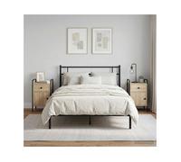 Bedside Cabinet Sonoma Oak 35 x 36.5 x 61 cm Engineered Wood & Black Steel Shelf