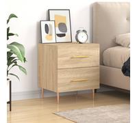 Bedside Cabinet Sonoma Oak 40x35x47.5 cm Engineered Wood Drawers Slim Metal Feet
